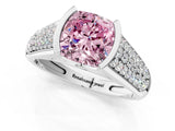 White gold Fancy Pink Cushion Cut Cut Diamond Channel Set Pave Band with Tension Prong Setting_1