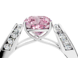 White gold Fancy Pink Cushion Cut Cut Diamond Channel Set Solitaire Ring with Four-Prong Setting_100