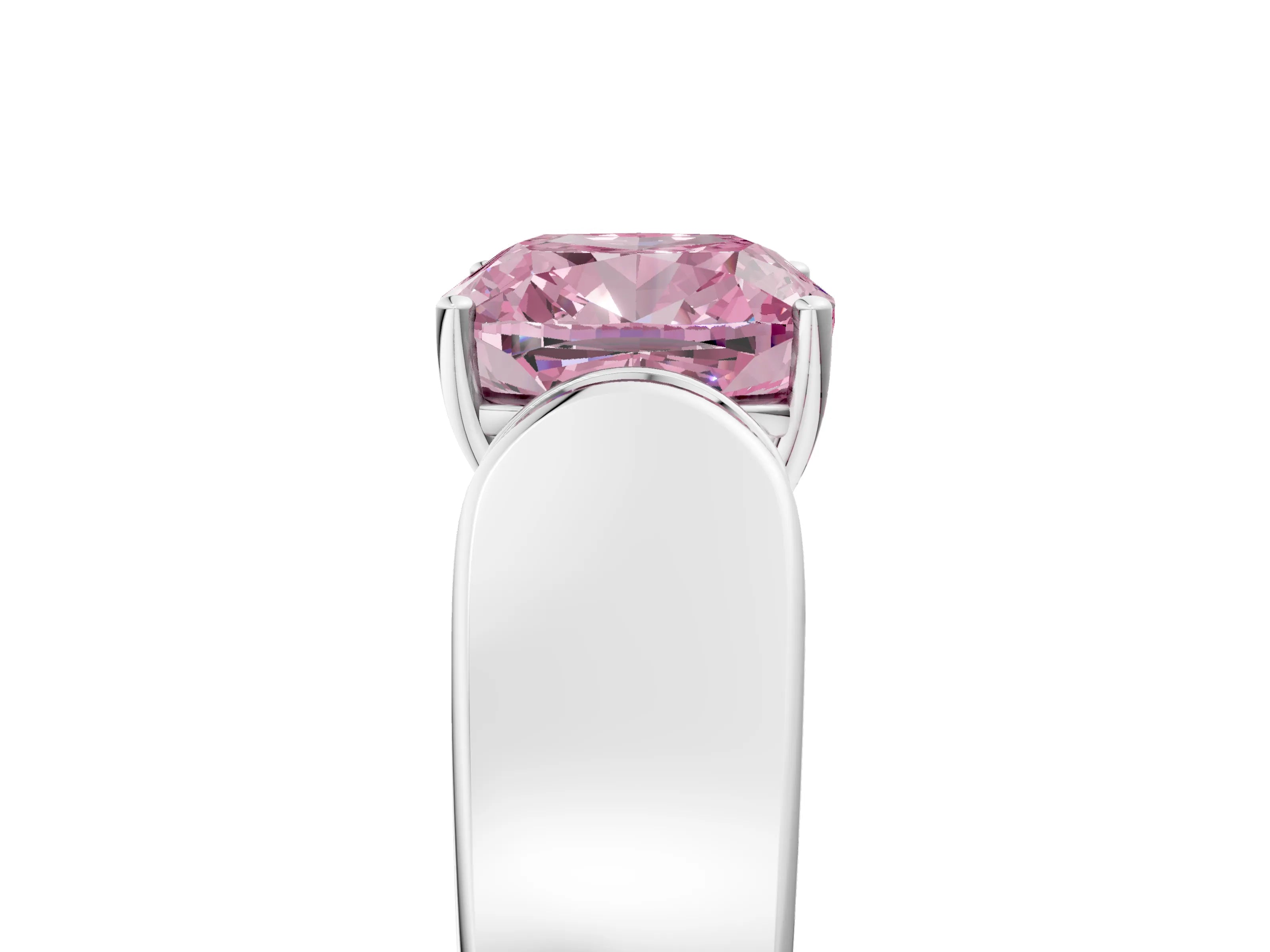 White gold Fancy Pink Cushion Cut Cut Diamond Channel Set Solitaire Ring with Four-Prong Setting_101