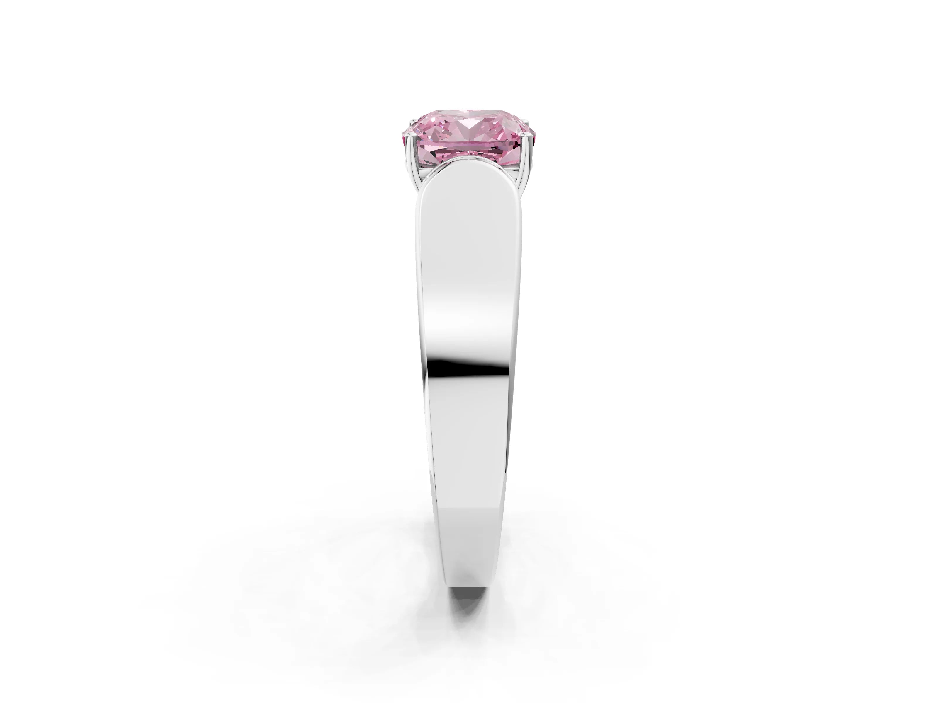 White gold Fancy Pink Cushion Cut Cut Diamond Channel Set Solitaire Ring with Four-Prong Setting_2