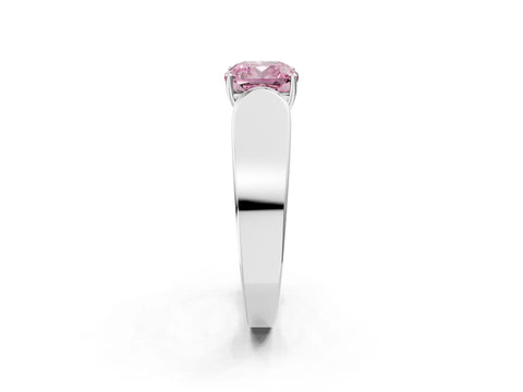 White gold Fancy Pink Cushion Cut Cut Diamond Channel Set Solitaire Ring with Four-Prong Setting_2