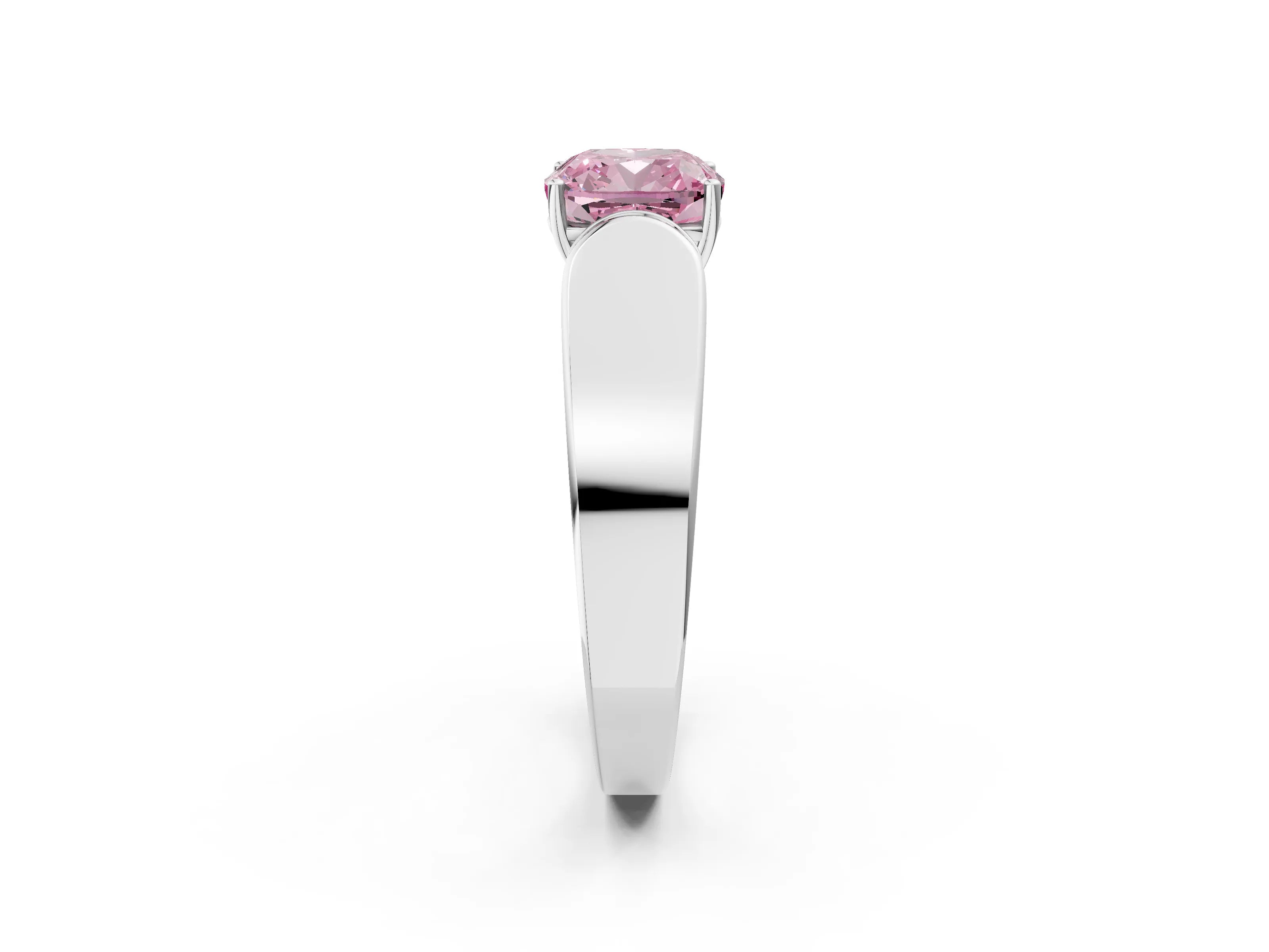 White gold Fancy Pink Cushion Cut Cut Diamond Channel Set Solitaire Ring with Four-Prong Setting_98