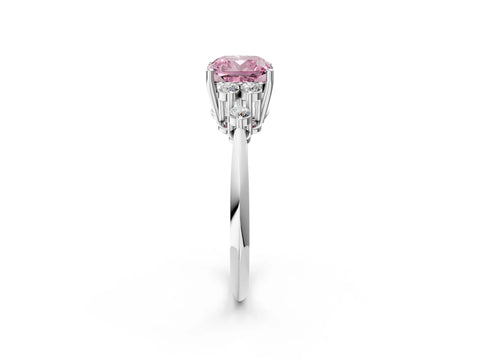 White gold Fancy Pink Cushion Cut Cut Diamond Cluster Ring with Solitaire Band and Four-Prong Setting_14