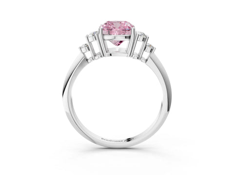 White gold Fancy Pink Cushion Cut Cut Diamond Cluster Ring with Solitaire Band and Four-Prong Setting_15