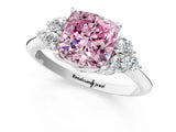 White gold Fancy Pink Cushion Cut Cut Diamond Cluster Ring with Solitaire Band and Four-Prong Setting_25