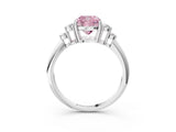 White gold Fancy Pink Cushion Cut Cut Diamond Cluster Ring with Solitaire Band and Four-Prong Setting_27