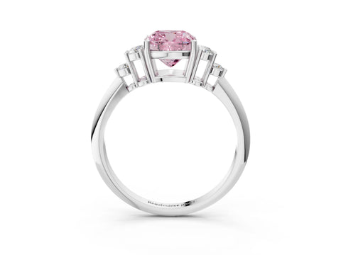 White gold Fancy Pink Cushion Cut Cut Diamond Cluster Ring with Solitaire Band and Four-Prong Setting_27