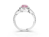 White gold Fancy Pink Cushion Cut Cut Diamond Halo Engagement Ring with Open Split Pavé Band_3