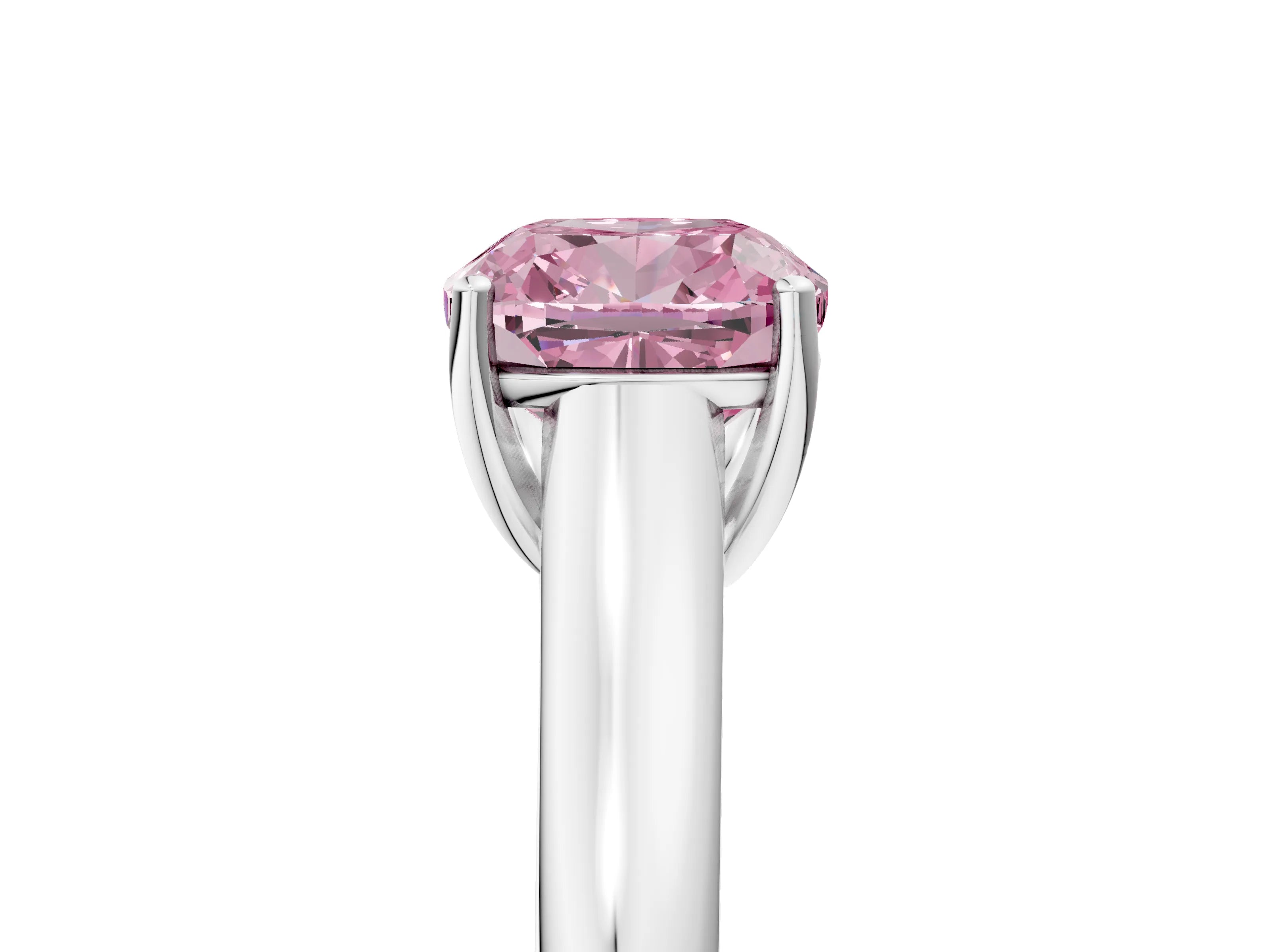 White gold Fancy Pink Cushion Cut Cut Diamond Solitaire Engagement Ring with Tapered Plain Band and Four-Prong Setting_17