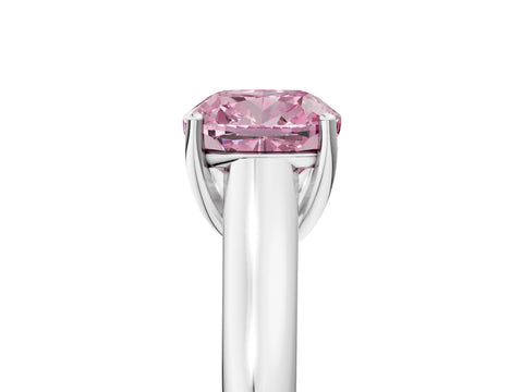 White gold Fancy Pink Cushion Cut Cut Diamond Solitaire Engagement Ring with Tapered Plain Band and Four-Prong Setting_17