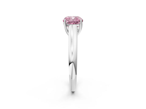 White gold Fancy Pink Cushion Cut Cut Diamond Solitaire Engagement Ring with Tapered Plain Band and Four-Prong Setting_2