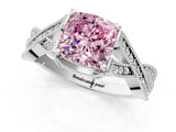 White gold Fancy Pink Cushion Cut Cut Diamond Twisted Band with Milgrain Pave Setting and Four-Prong Setting_13