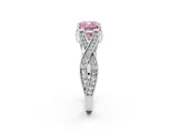 White gold Fancy Pink Cushion Cut Cut Diamond Twisted Band with Milgrain Pave Setting and Four-Prong Setting_14