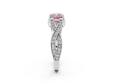 White gold Fancy Pink Cushion Cut Cut Diamond Twisted Band with Milgrain Pave Setting and Four-Prong Setting_14