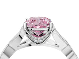 White gold Fancy Pink Cushion Cut Cut Diamond Twisted Band with Milgrain Pave Setting and Four-Prong Setting_16
