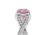 White gold Fancy Pink Cushion Cut Cut Diamond Twisted Band with Milgrain Pave Setting and Four-Prong Setting_17