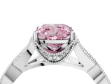 White gold Fancy Pink Cushion Cut Cut Diamond Twisted Band with Milgrain Pave Setting and Four-Prong Setting_8