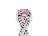 White gold Fancy Pink Cushion Cut Cut Diamond Twisted Band with Milgrain Pave Setting and Four-Prong Setting_9