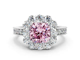 White gold Fancy Pink Cushion Cut Cut Halo Diamond Pavé Engagement Ring with Milgrain Detailing_24