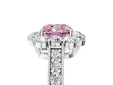 White gold Fancy Pink Cushion Cut Cut Halo Diamond Pavé Engagement Ring with Milgrain Detailing_29