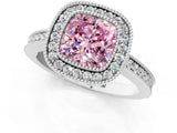 White gold Fancy Pink Cushion Cut Cut Halo Pavé Diamond Ring_1