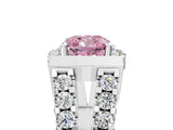 White gold Fancy Pink Cushion Cut Cut Halo Split Shank Prong Set Ring_5