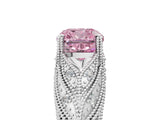 White gold Fancy Pink Cushion Cut Cut Milgrain Pave Diamond Engagement Ring with Four-Prong Setting_20