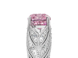 White gold Fancy Pink Cushion Cut Cut Milgrain Pave Diamond Engagement Ring with Four-Prong Setting_8