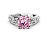 White gold Fancy Pink Cushion Cut Cut Pave Split Shank Engagement Ring with Four-Prong Setting_12