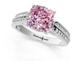 White gold Fancy Pink Cushion Cut Cut Pave Split Shank Engagement Ring with Four-Prong Setting_13
