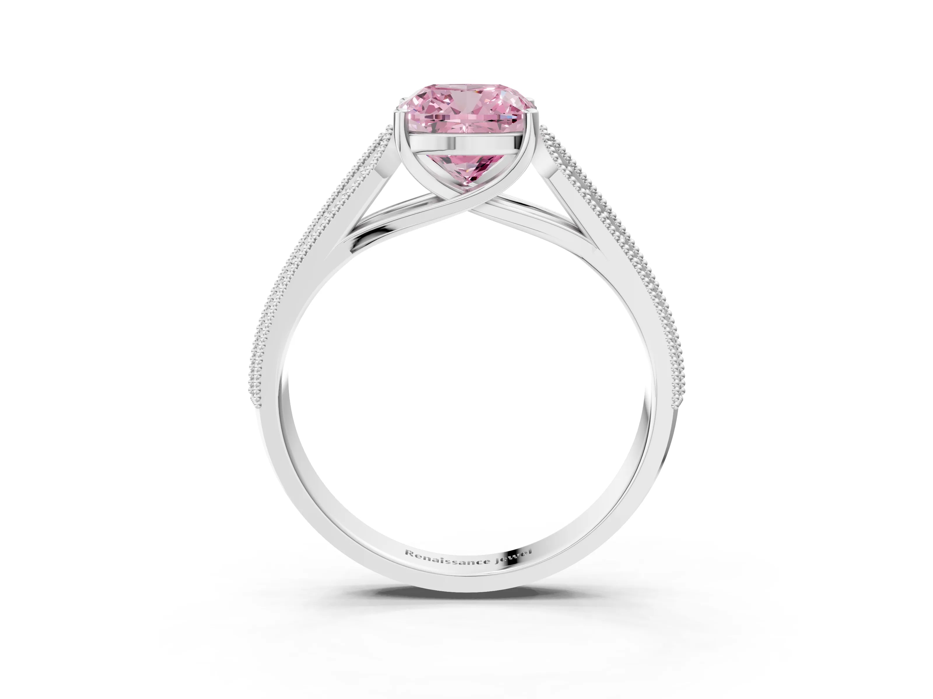 White gold Fancy Pink Cushion Cut Cut Pave Split Shank Engagement Ring with Four-Prong Setting_15