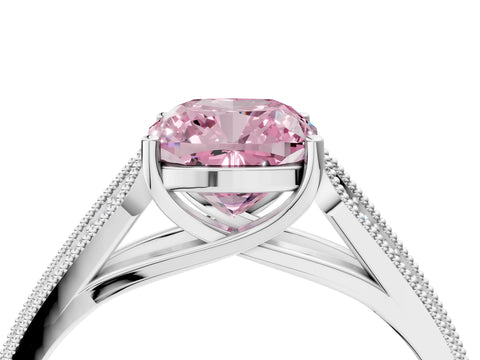 White gold Fancy Pink Cushion Cut Cut Pave Split Shank Engagement Ring with Four-Prong Setting_16