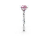 White gold Fancy Pink Cushion Cut Diamond Brilliant Solitaire Ring with Pavé Band and Four-Prong Setting_14