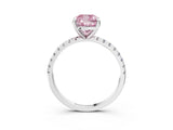 White gold Fancy Pink Cushion Cut Diamond Brilliant Solitaire Ring with Pavé Band and Four-Prong Setting_15