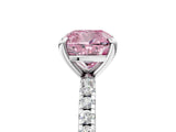 White gold Fancy Pink Cushion Cut Diamond Brilliant Solitaire Ring with Pavé Band and Four-Prong Setting_17