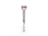White gold Fancy Pink Cushion Cut Diamond Cathedral Solitaire Ring with Round  Pavé Band_242