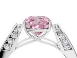 White gold Fancy Pink Cushion Cut Diamond Channel Set Solitaire Ring with Four-Prong Setting_35