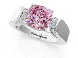 White gold Fancy Pink Cushion Cut Diamond Channel Set Solitaire Ring with Four-Prong Setting_68