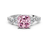 White gold Fancy Pink Cushion Cut Diamond Cluster Pavé Band with Four-Prong Setting_12