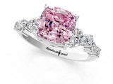 White gold Fancy Pink Cushion Cut Diamond Cluster Pavé Band with Four-Prong Setting_13