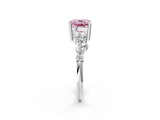 White gold Fancy Pink Cushion Cut Diamond Cluster Pavé Band with Four-Prong Setting_14