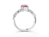 White gold Fancy Pink Cushion Cut Diamond Cluster Pavé Band with Four-Prong Setting_15