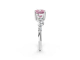 White gold Fancy Pink Cushion Cut Diamond Cluster Pavé Band with Four-Prong Setting_5