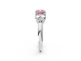 White gold Fancy Pink Cushion  Cut Diamond Cluster Ring with Round Accent Stones and Prong Setting on a Classic Band_51