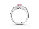 White gold Fancy Pink Cushion  Cut Diamond Cluster Ring with Round Accent Stones and Prong Setting on a Classic Band_52