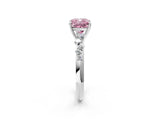 White gold Fancy Pink Cushion Cut Diamond Cluster Side Stone Solitaire Ring with Prong Setting_127