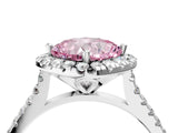 White gold Fancy Pink Cushion Cut Diamond Cushion Halo Ring with Pavé Band_10