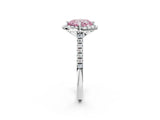 White gold Fancy Pink Cushion Cut Diamond Cushion Halo Ring with Pavé Band_11