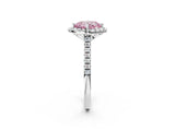 White gold Fancy Pink Cushion Cut Diamond Cushion Halo Ring with Pavé Band_14