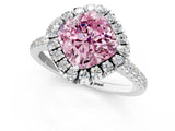 White gold Fancy Pink Cushion Cut Diamond Cushion Halo Ring with Pavé Band_19